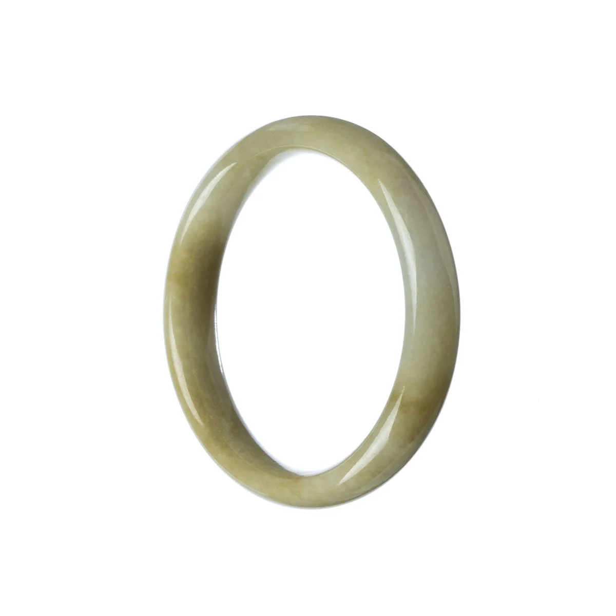 Genuine Grade A White Burma Jade Bangle Bracelet - 54mm Half Moon - Image 2