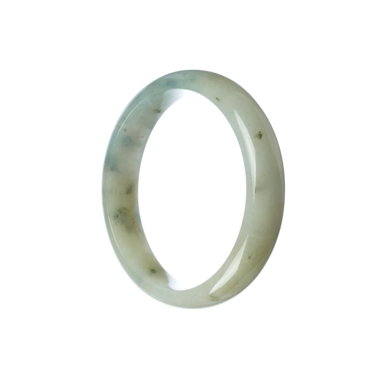 Authentic Grade A White Burma Jade Bangle Bracelet - 55mm Half Moon - Image 2