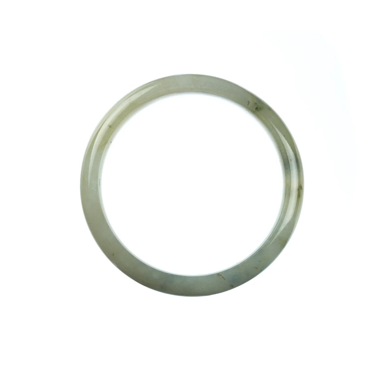 Authentic Grade A White Burma Jade Bangle Bracelet - 55mm Half Moon - Image 3