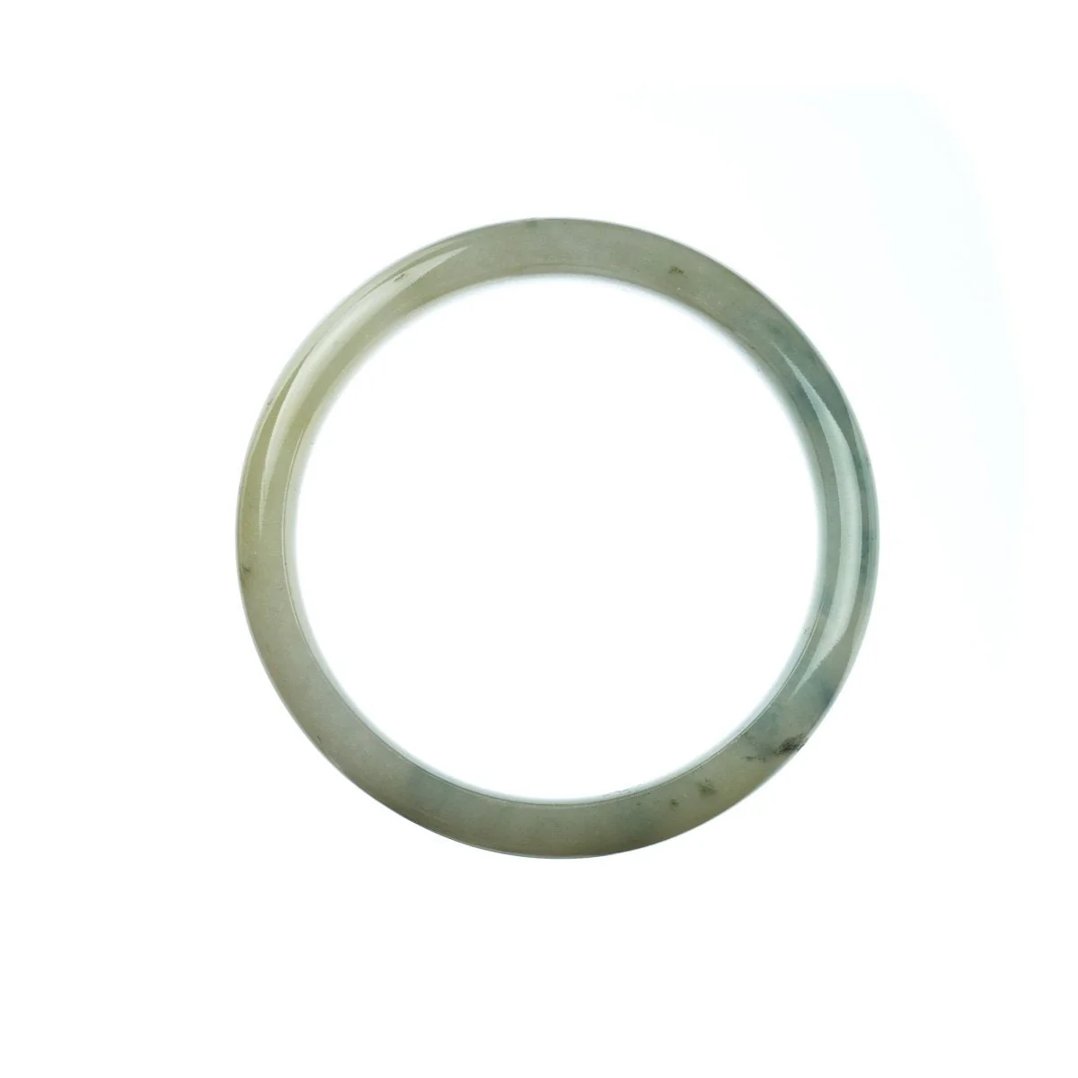 Authentic Grade A White Burma Jade Bangle Bracelet - 55mm Half Moon - Image 4