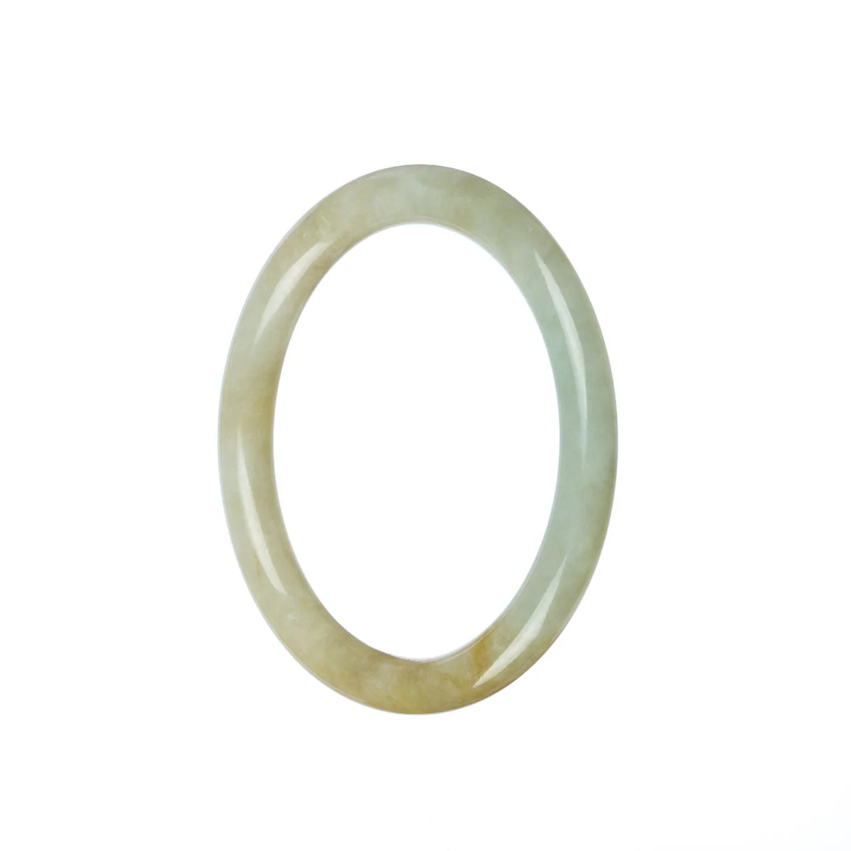 Genuine Grade A White Burma Jade Bangle - 55mm Petite Round