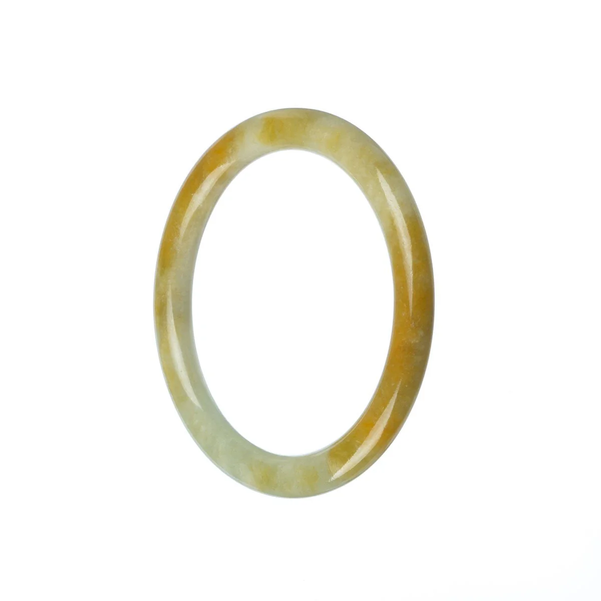 Genuine Grade A White Burma Jade Bangle - 55mm Petite Round - Image 2