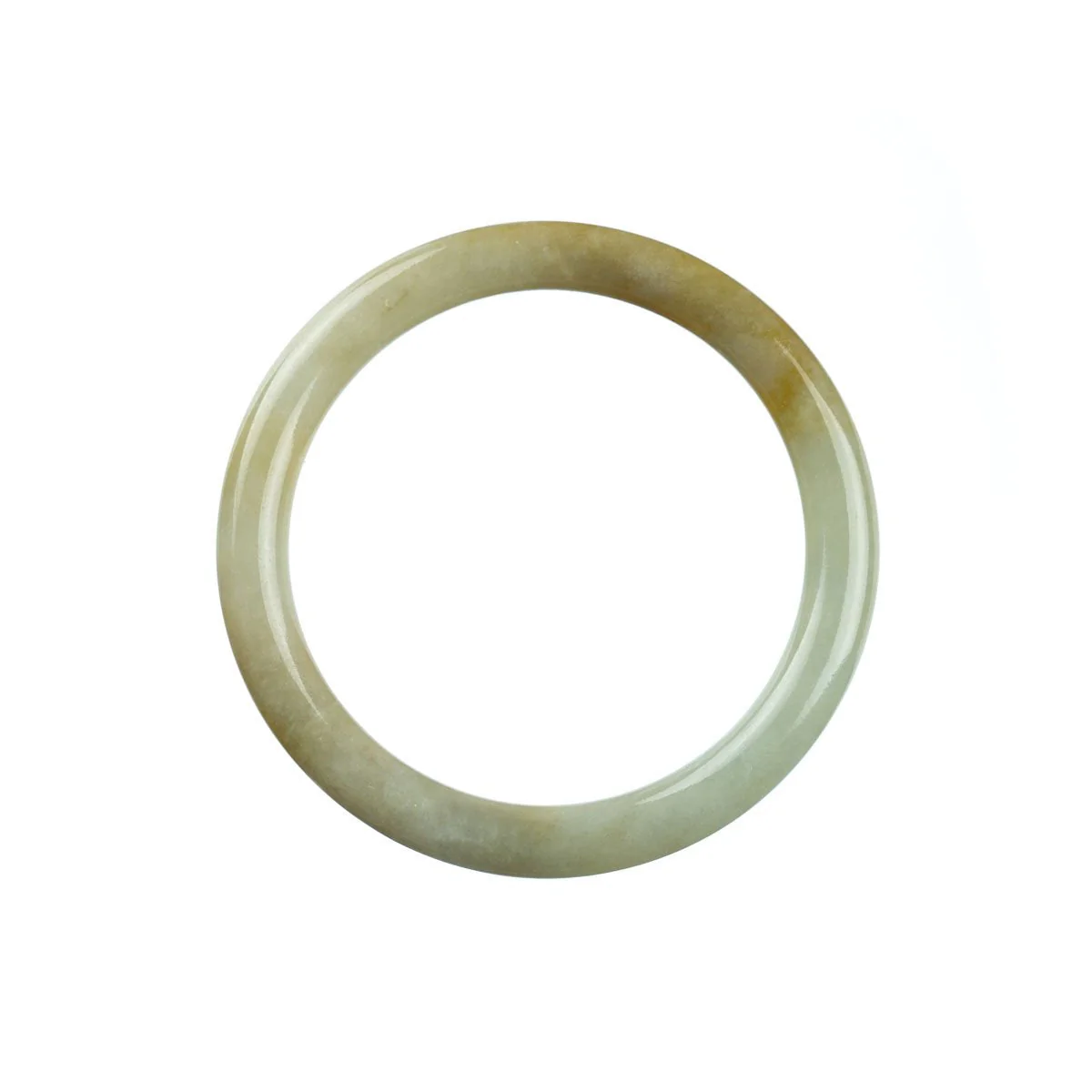 Genuine Grade A White Burma Jade Bangle - 55mm Petite Round - Image 3