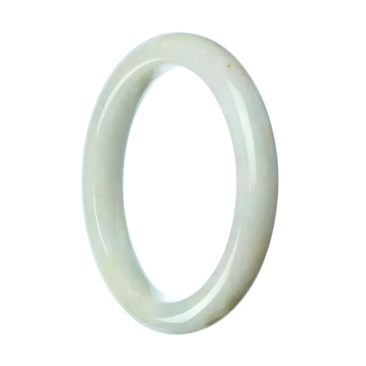 Authentic Grade A White Burma Jade Bangle Bracelet - 60mm Semi Round - Image 2