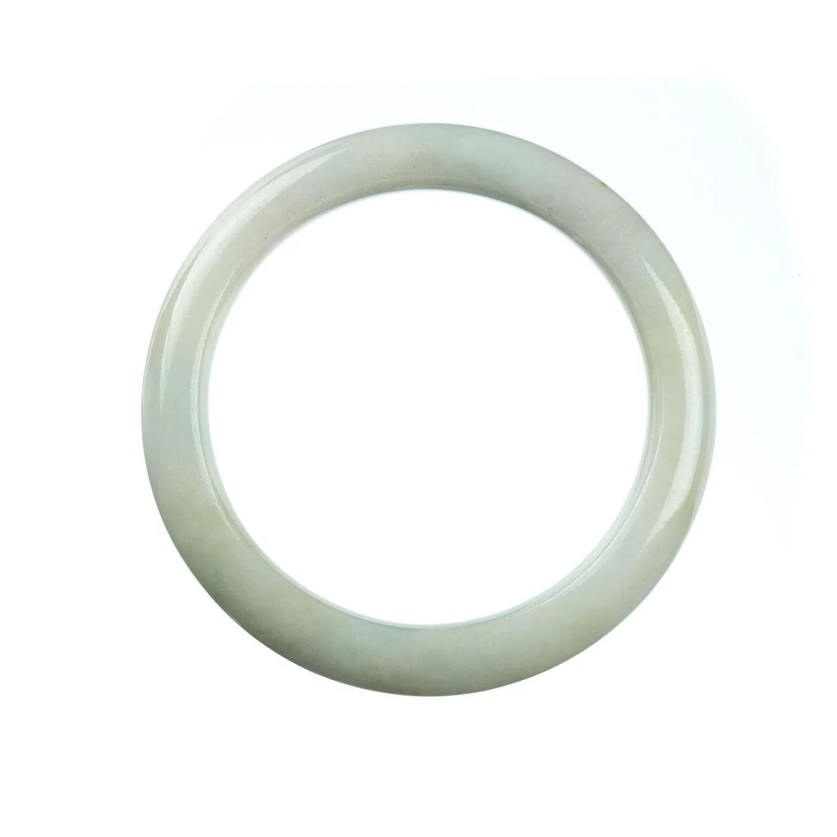 Authentic Grade A White Burma Jade Bangle Bracelet - 60mm Semi Round - Image 3