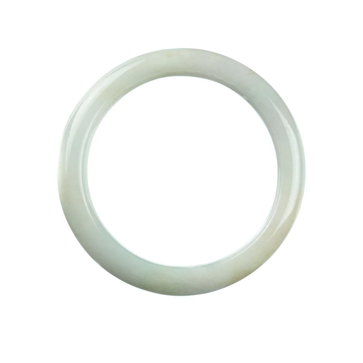 Authentic Grade A White Burma Jade Bangle Bracelet - 60mm Semi Round - Image 4
