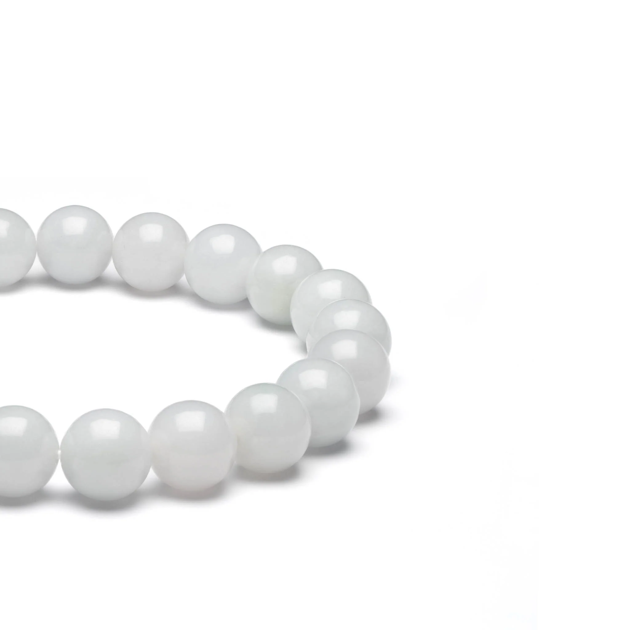 White Jadeite Jade Bead Bracelet - 10mm - Image 2
