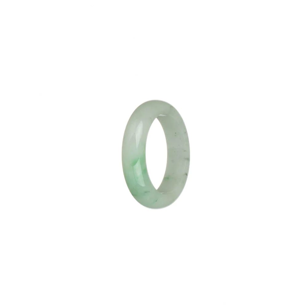 Real White with Apple Green Patch Jadeite Jade Ring - US 6.75 - Image 3