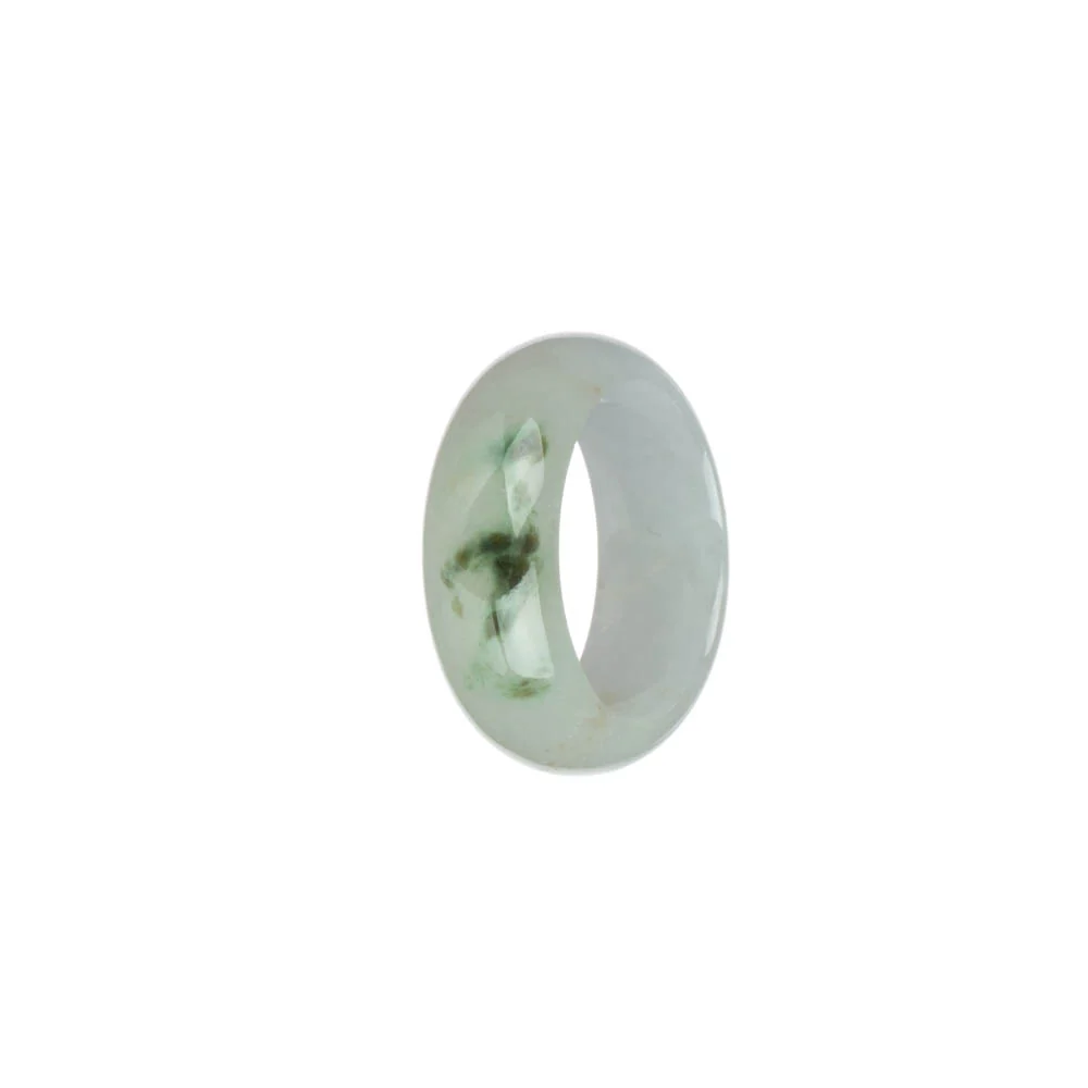 Authentic White with Dark Green Patterns Jade Ring - US 9.75 - Image 3