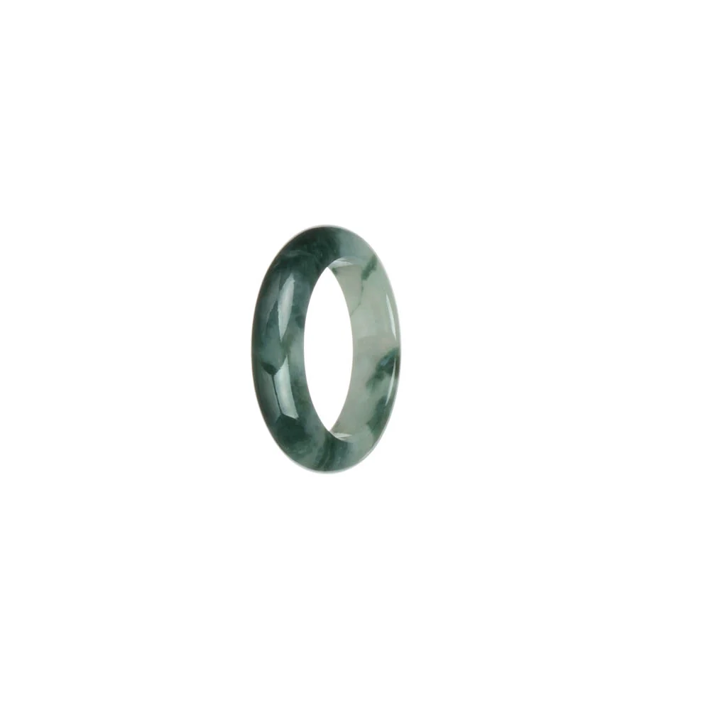 Authentic White with Green Patterns Burmese Jade Ring - US 6 - Image 3