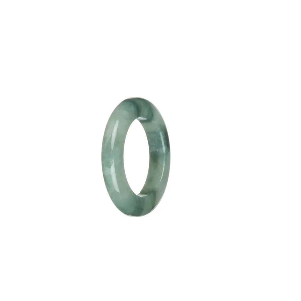 Certified White with Green Patterns Burmese Jade Band - US 7 - Image 2