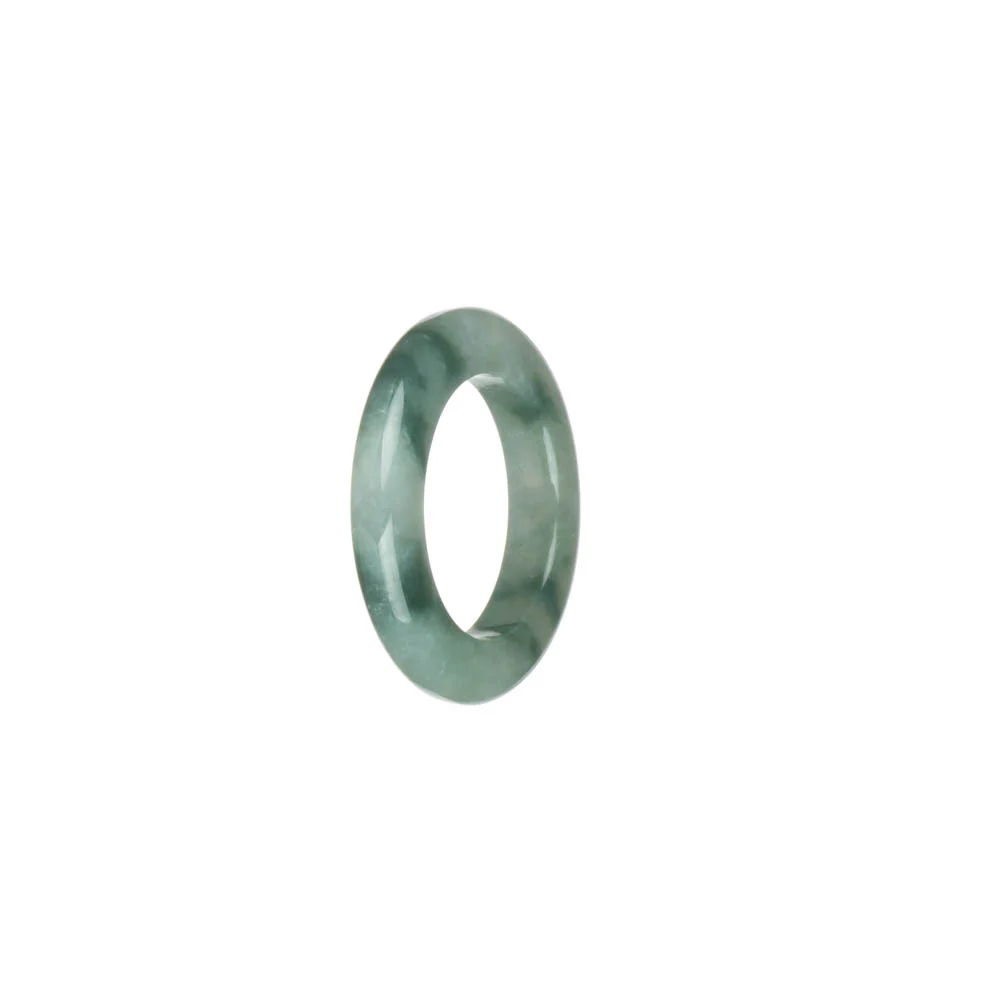 Certified White with Green Patterns Burmese Jade Band - US 7 - Image 3