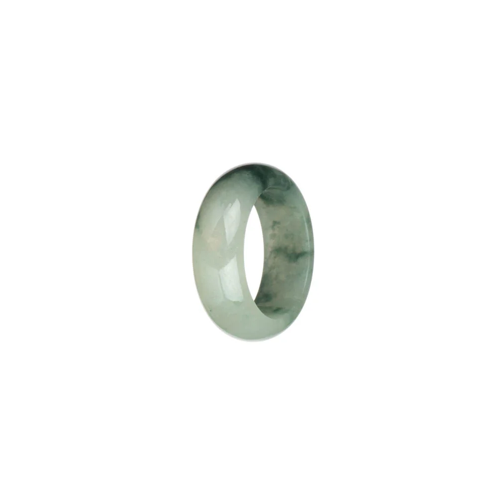 Genuine White with Green Patterns Burmese Jade Band - US 7 - Image 2