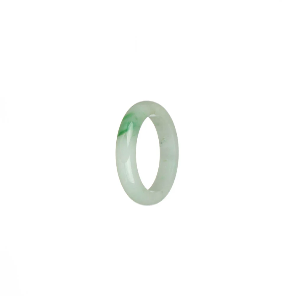 Certified White with Imperial Green Patch Burmese Jade Band - US 7 - Image 2