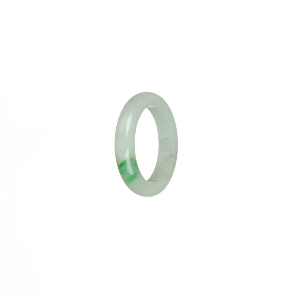 Certified White with Imperial Green Patch Burmese Jade Band - US 7 - Image 3