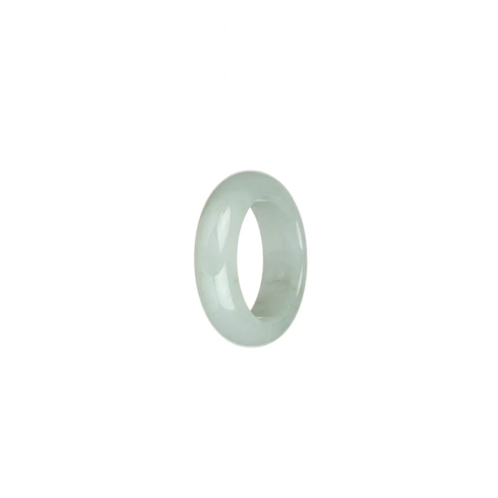 Real White with Light Green Patterns Burmese Jade Ring - US 6