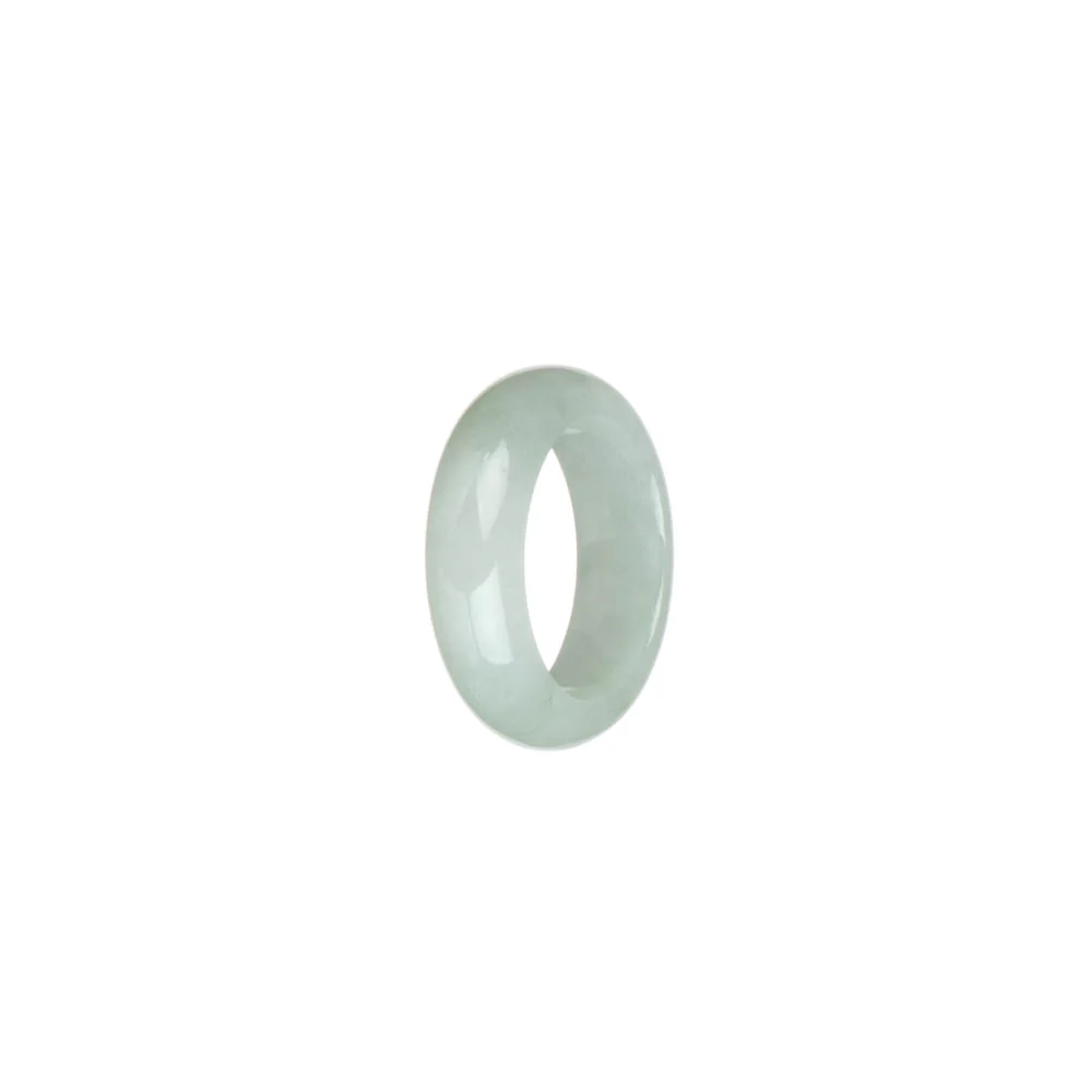 Real White with Light Green Patterns Burmese Jade Ring - US 6 - Image 2