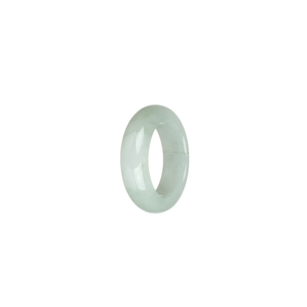 Real White with Light Green Patterns Burmese Jade Ring - US 6 - Image 3