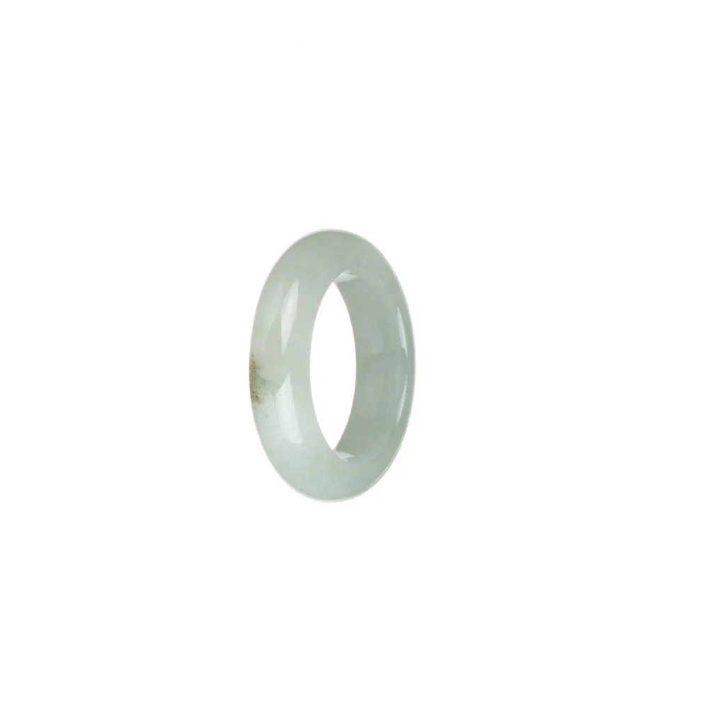 Certified White with Pale Green Burmese Jade Ring - US 7