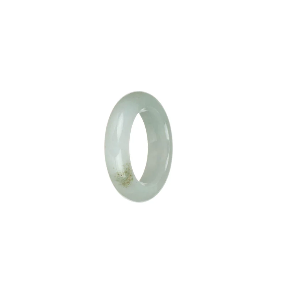 Certified White with Pale Green Burmese Jade Ring - US 7 - Image 2