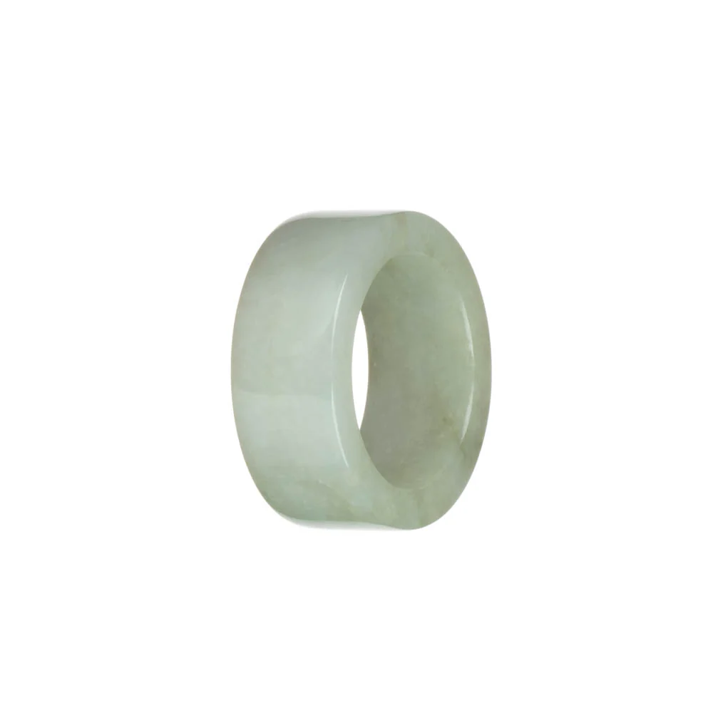 Genuine White with Pale Green Burmese Jade Ring  - US 12