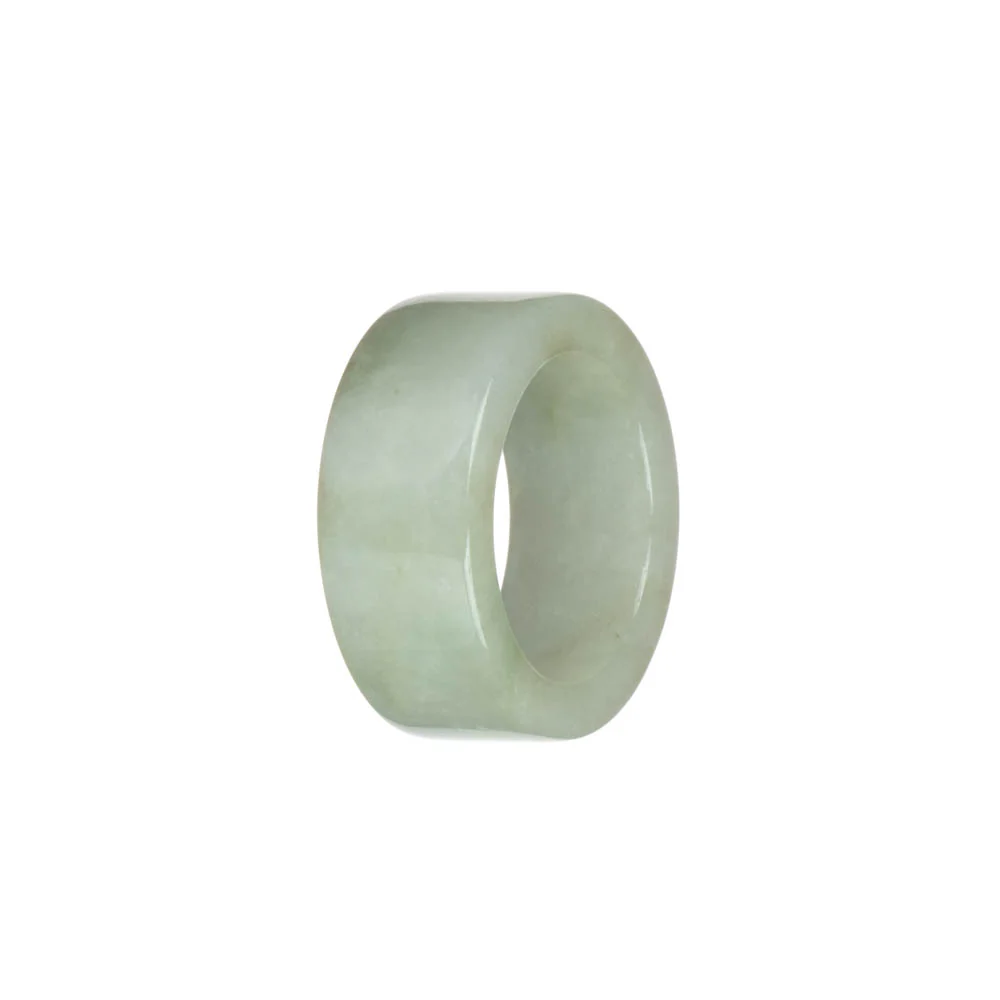 Genuine White with Pale Green Burmese Jade Ring  - US 12 - Image 2