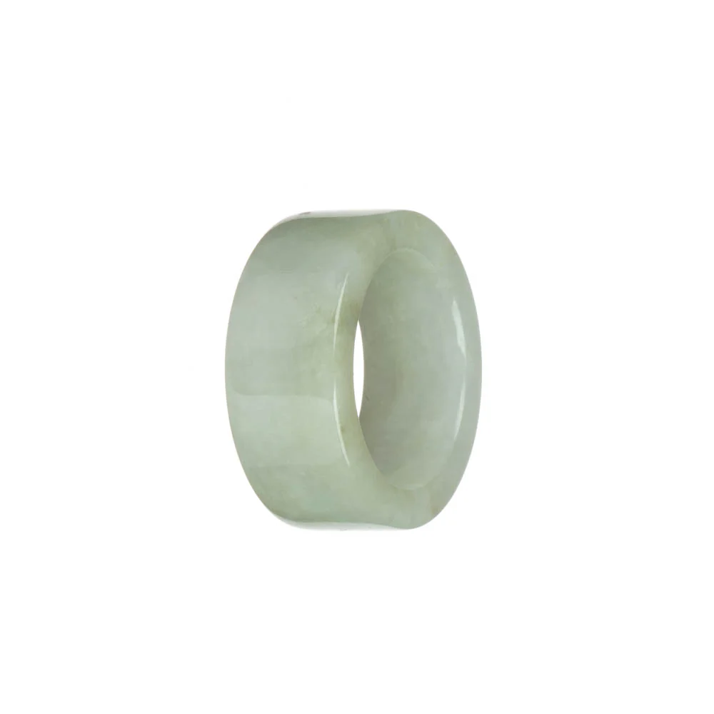 Genuine White with Pale Green Burmese Jade Ring  - US 12 - Image 3