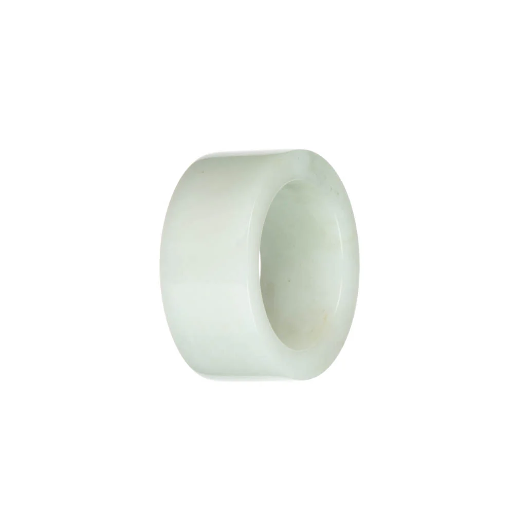 Genuine White with Pale Green Burmese Jade Band - US 12