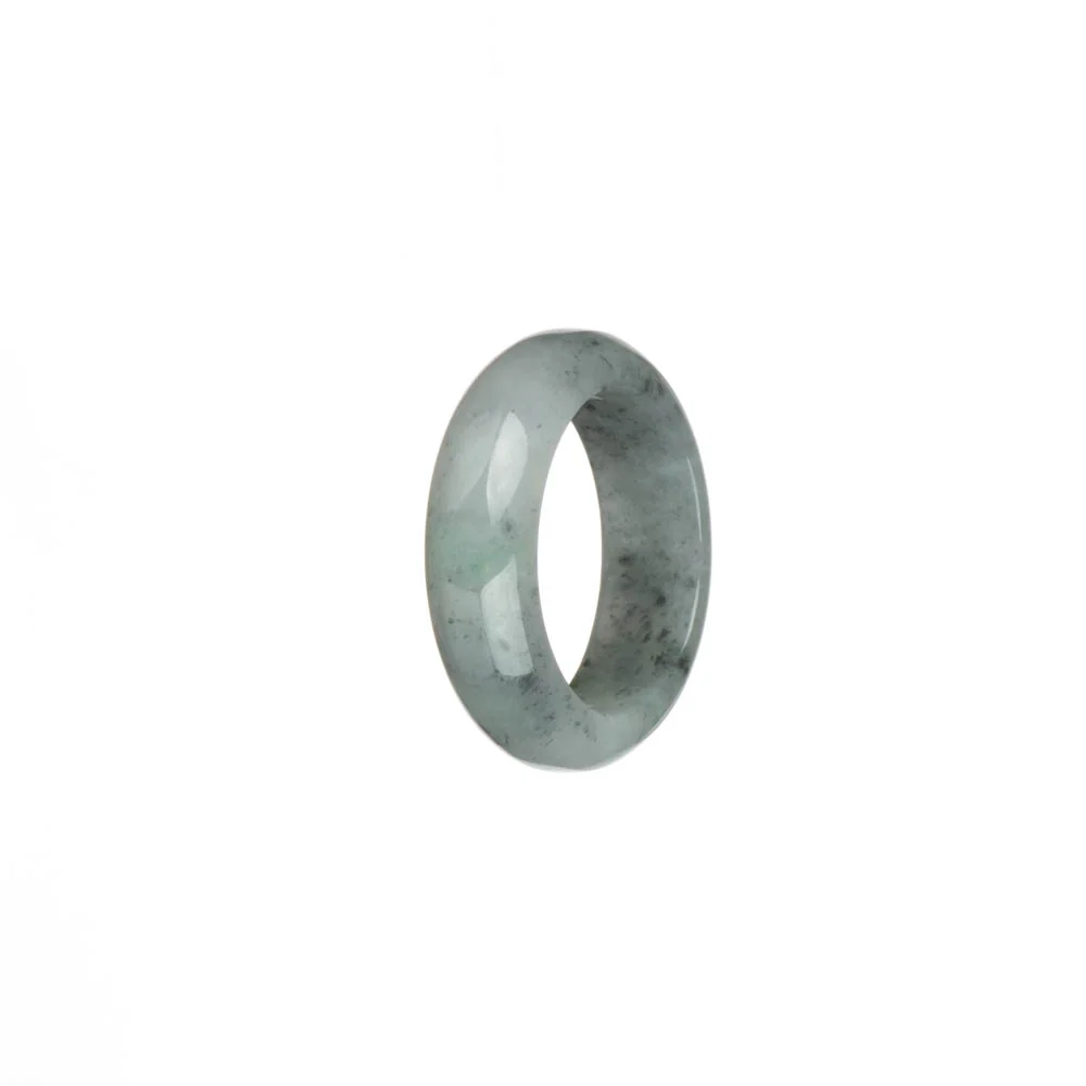 Genuine Whiteish Grey with Grey Spots, and Light Green Spot Jade Ring - US 9.5