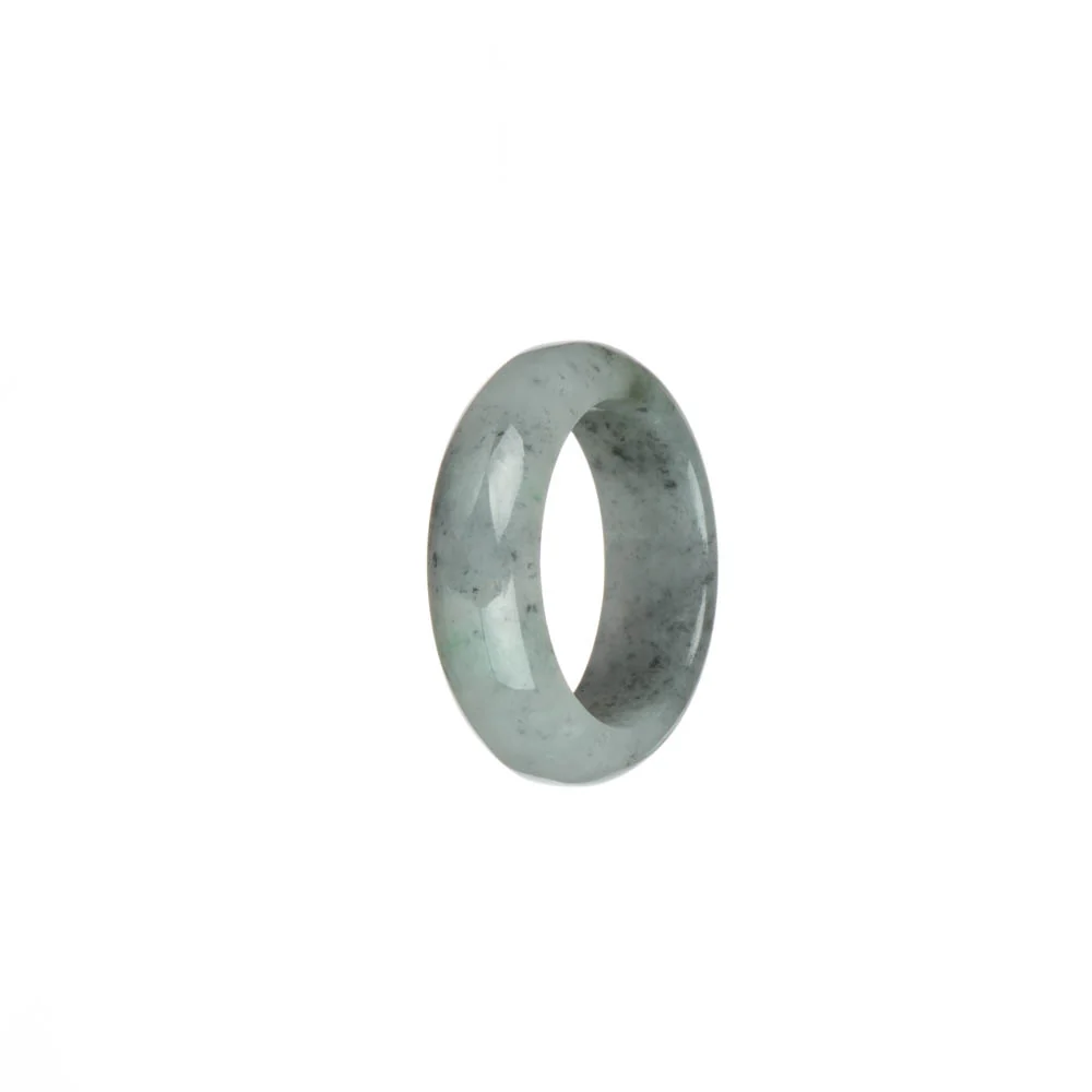 Genuine Whiteish Grey with Grey Spots, and Light Green Spot Jade Ring - US 9.5 - Image 2