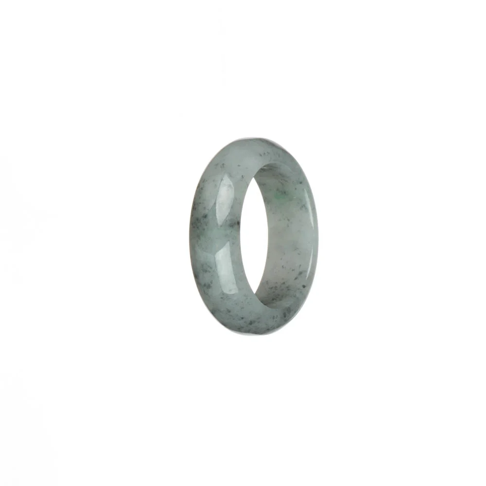 Genuine Whiteish Grey with Grey Spots, and Light Green Spot Jade Ring - US 9.5 - Image 3