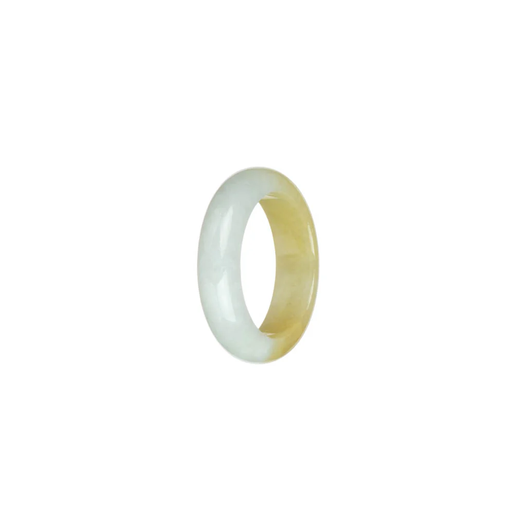 Authentic Yellow and White Jade Ring - US 8.25