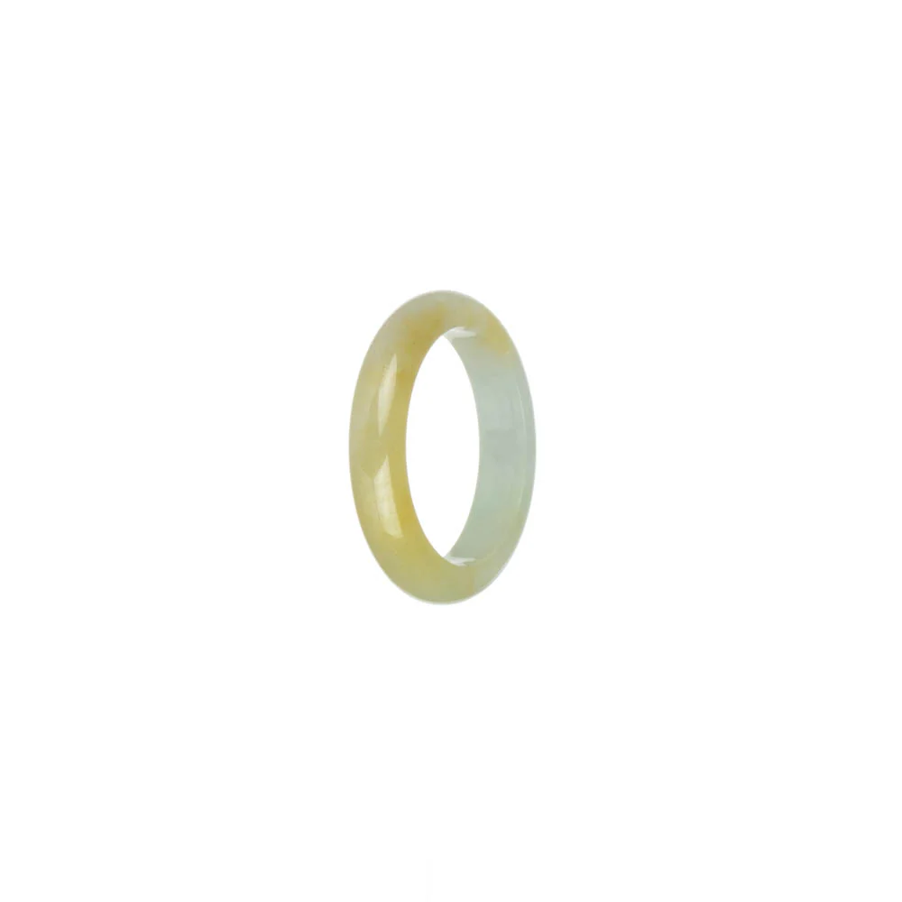 Real Yellow with White Burma Jade Ring - US 7