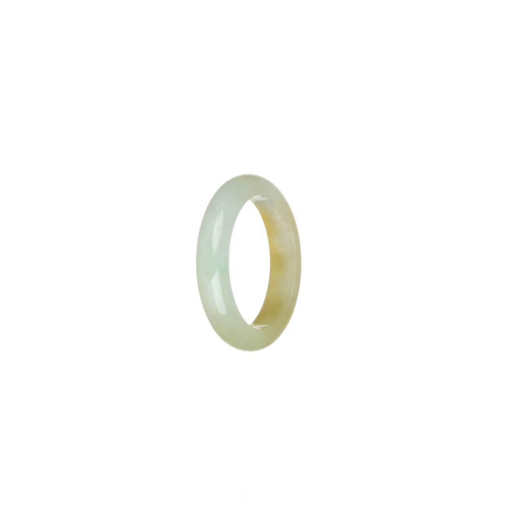 Real Yellow with White Burma Jade Ring - US 7 - Image 2