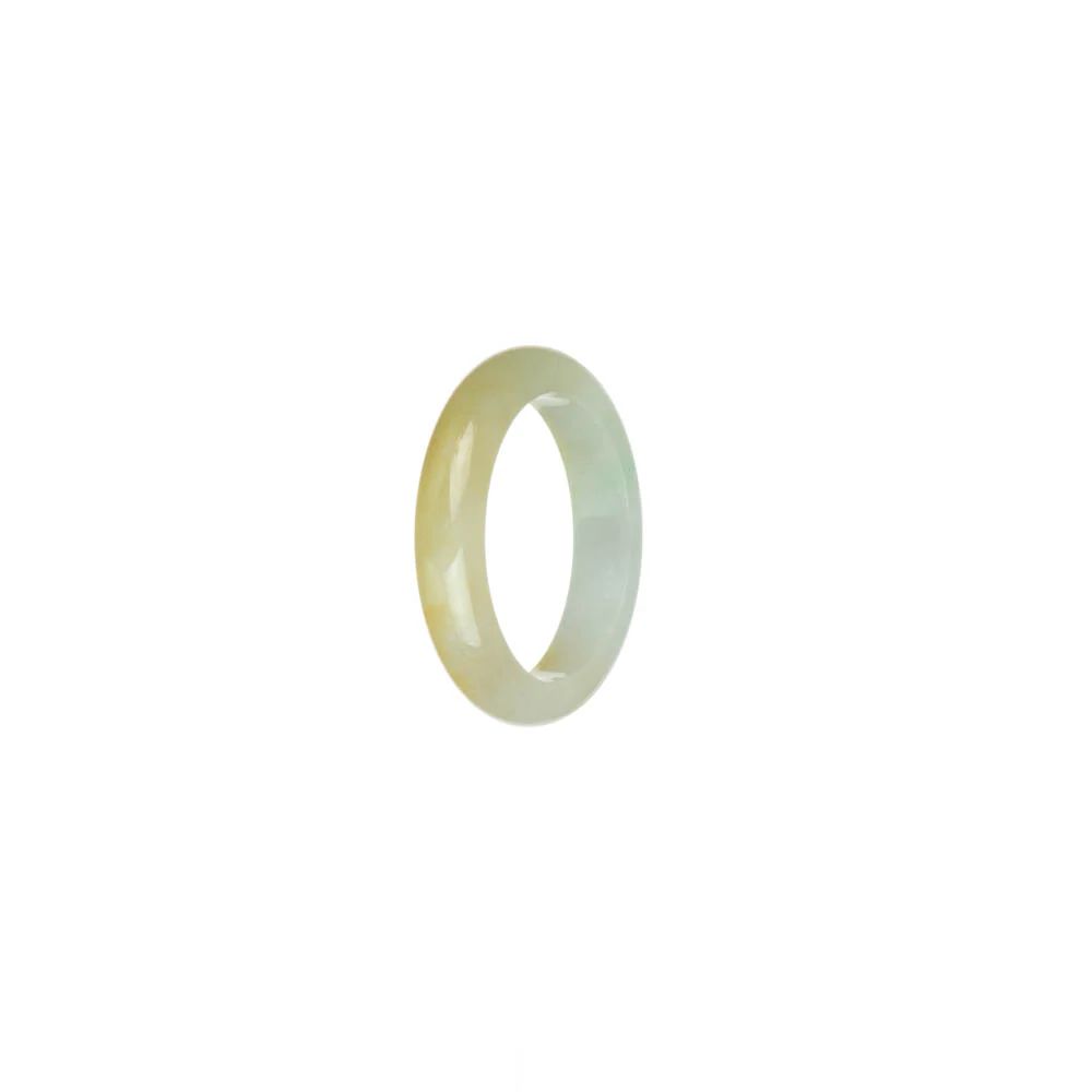 Real Yellow with White Burma Jade Ring - US 7 - Image 3